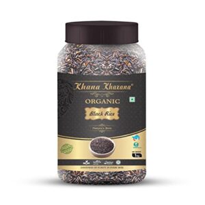 Khana Khazana Organic Black Rice | Organic Rice | Black Rice | Healthy and Tasty Organic Rice| Diabetic friendly | Helps in Weight Loss | Forbidden Black Rice | 100% Natural & Organic- 1kg