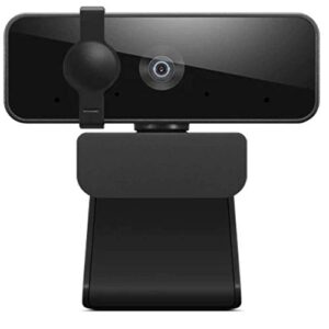 Lenovo FHD Webcam with Full Stereo Dual Built-in mics | FHD 1080P 2.1 Megapixel Digital CMOS Camera |Wide 95 Lens| 360 Rotation | Flexible Mount (4XC1B34802), Black